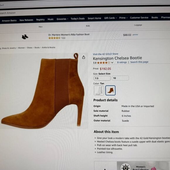 42 GOLD Kensington Chelsea Bootie Tan Suede 7.5 - Picture 2 of 7